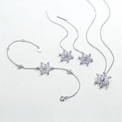 Bộ Trang Sức Bạc Nữ Đính Đá Spinel, CZ Hình Bông Tuyết 