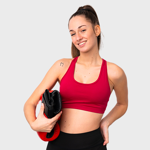 Áo croptop HotRed lưới vai có mút sẵn tập gym yoga nữ