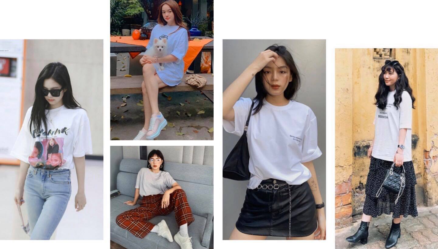 Top 10 cách phối áo thun phông rộng nữ woshee