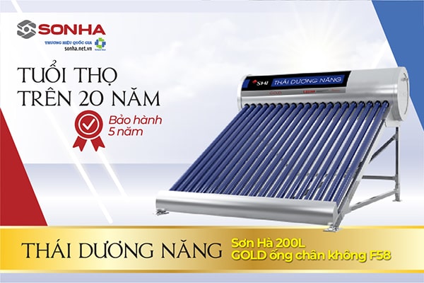 Thái dương năng Sơn Hà 200L gold ống chân không F58