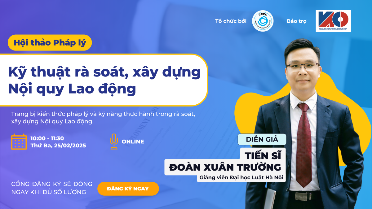 Câu lạc bộ CCCC tổ chức hai hội thảo pháp lý trực tuyến