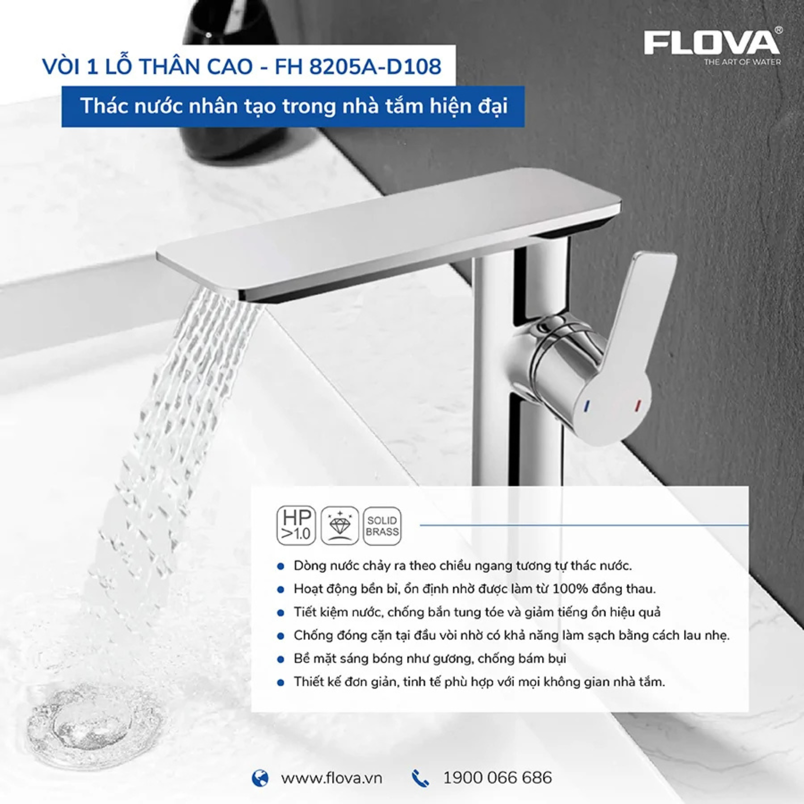 Vòi Lavabo thân cao FH 8205A-D108