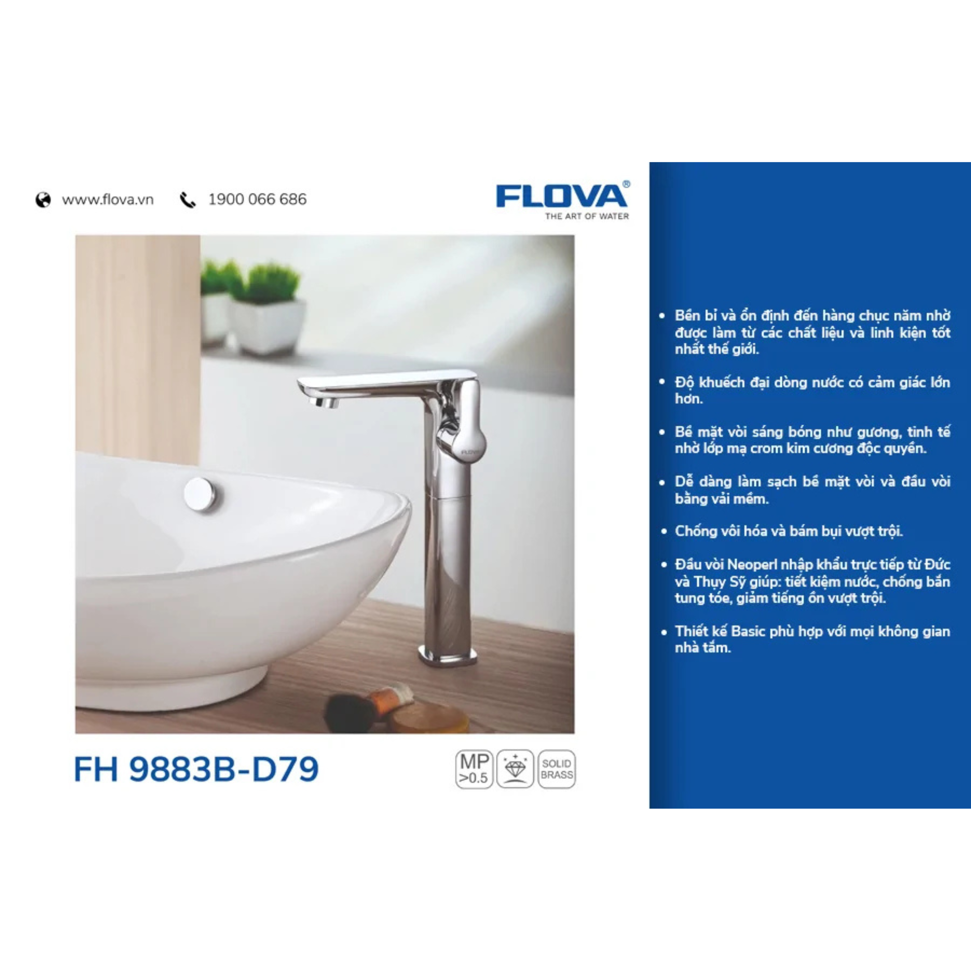 Vòi Lavabo thân cao FH 9883B-D79
