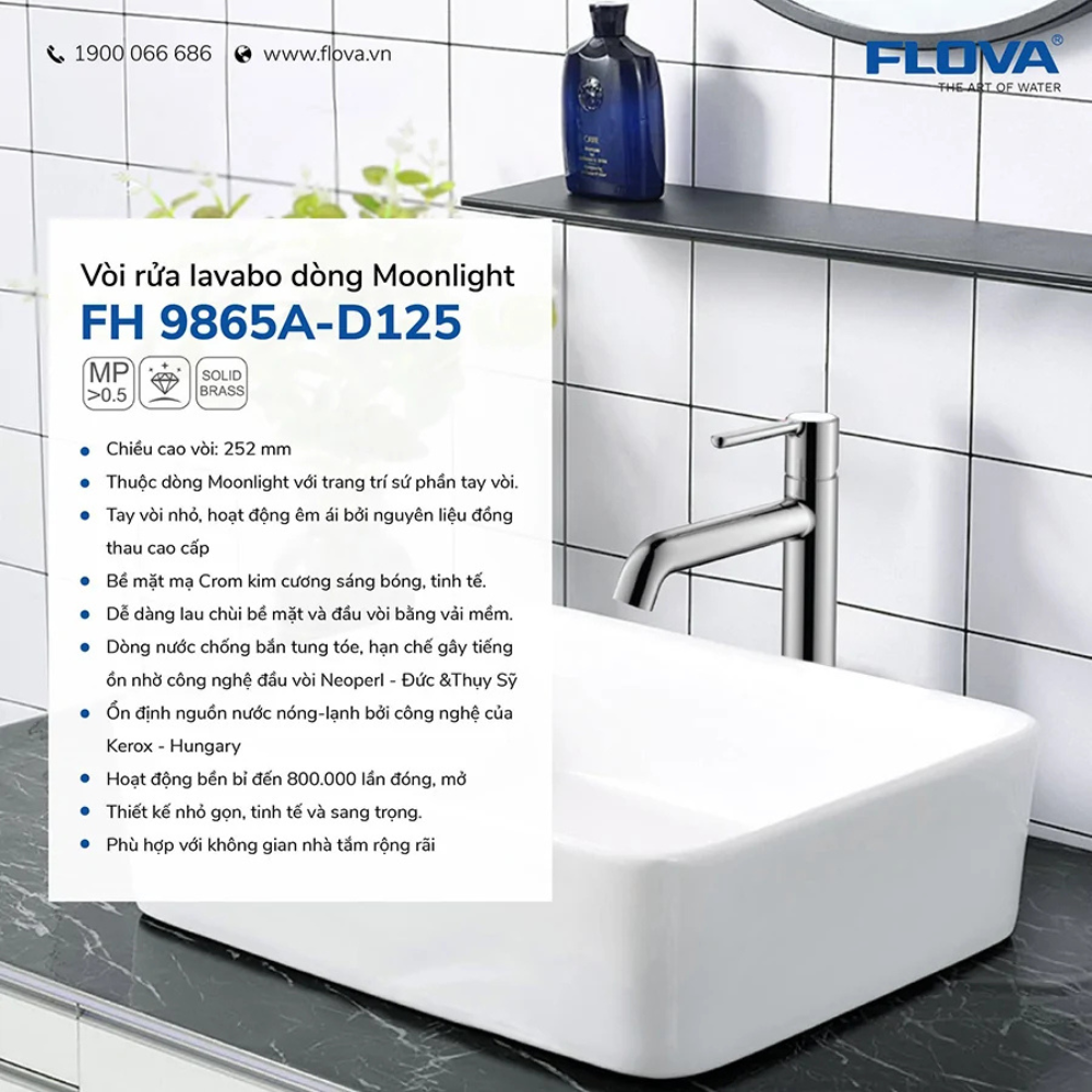 Vòi Lavabo thân cao FH 9865A-D125