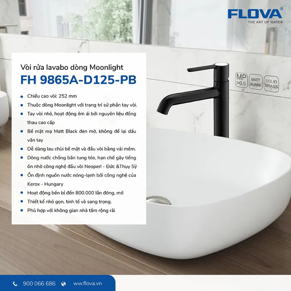 Vòi Lavabo thân cao FH 9865A-D125-PB
