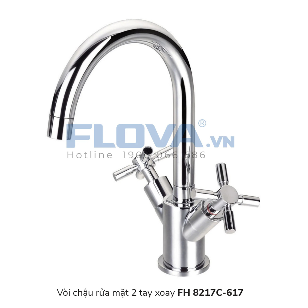Vòi chậu rửa mặt 2 tay xoay FH 8217C-617