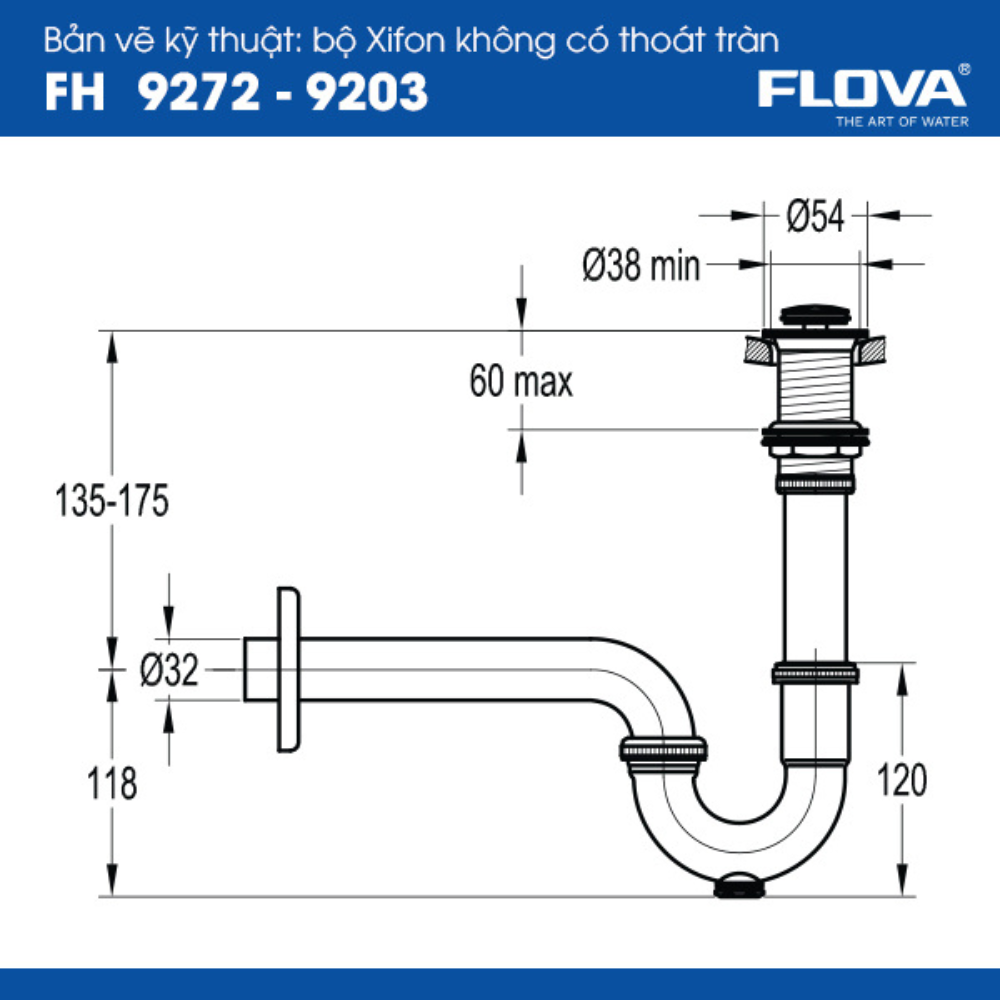 Bộ Xifon không có thoát tràn FH 9272-9203