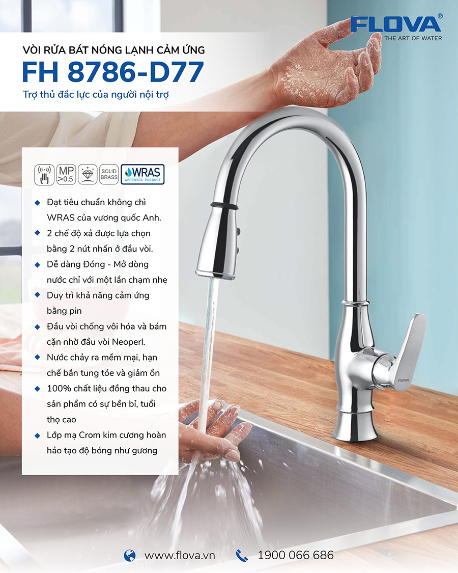 Vòi rửa bát nóng lạnh cảm ứng FH 8786-D77