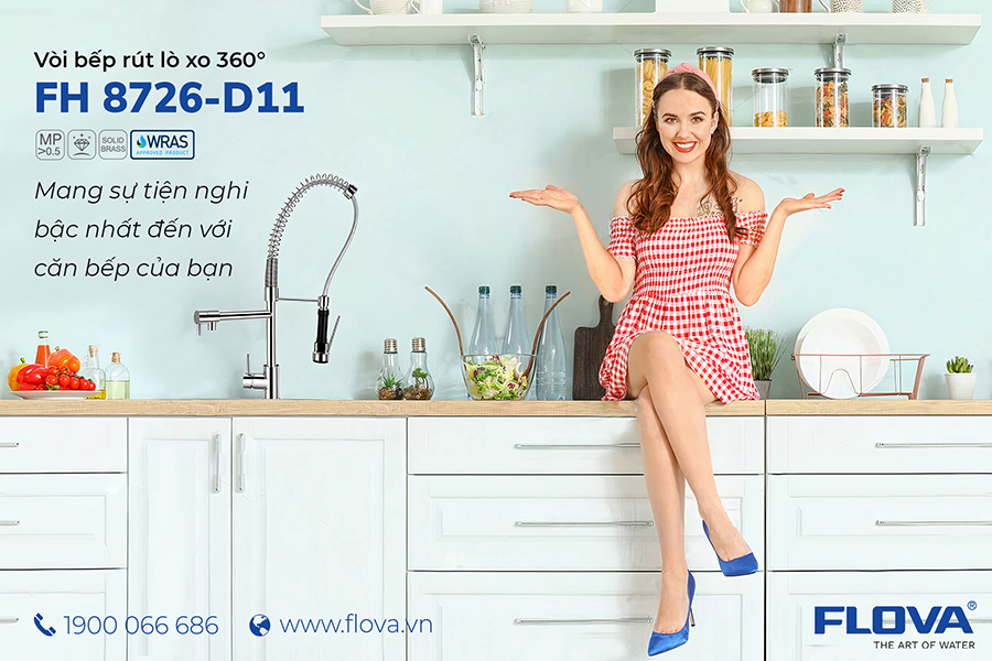 Vòi bếp nóng lạnh rút lò xo - FH 8726-D11