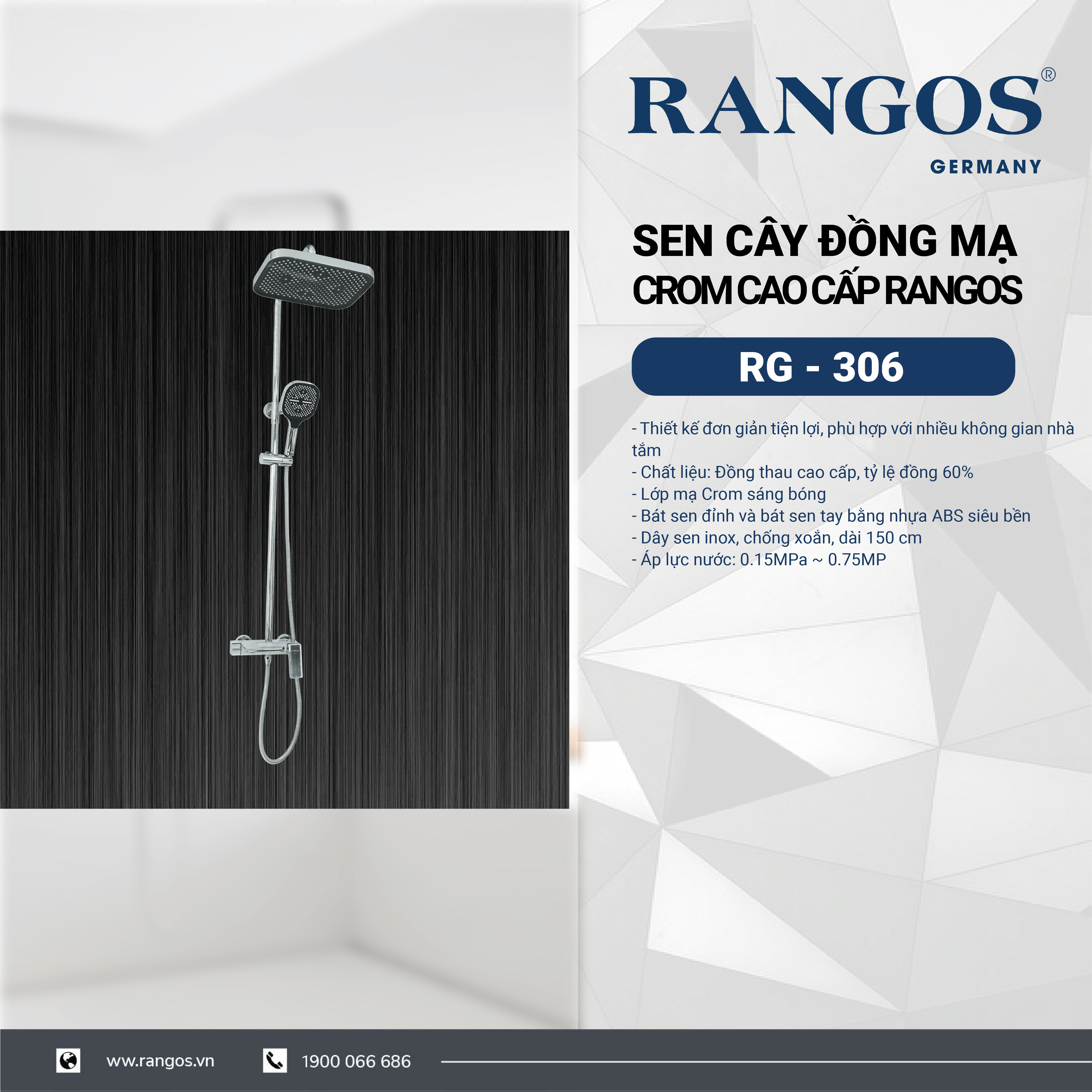 Sen cây đồng mạ crom cao cấp Rangos RG-306