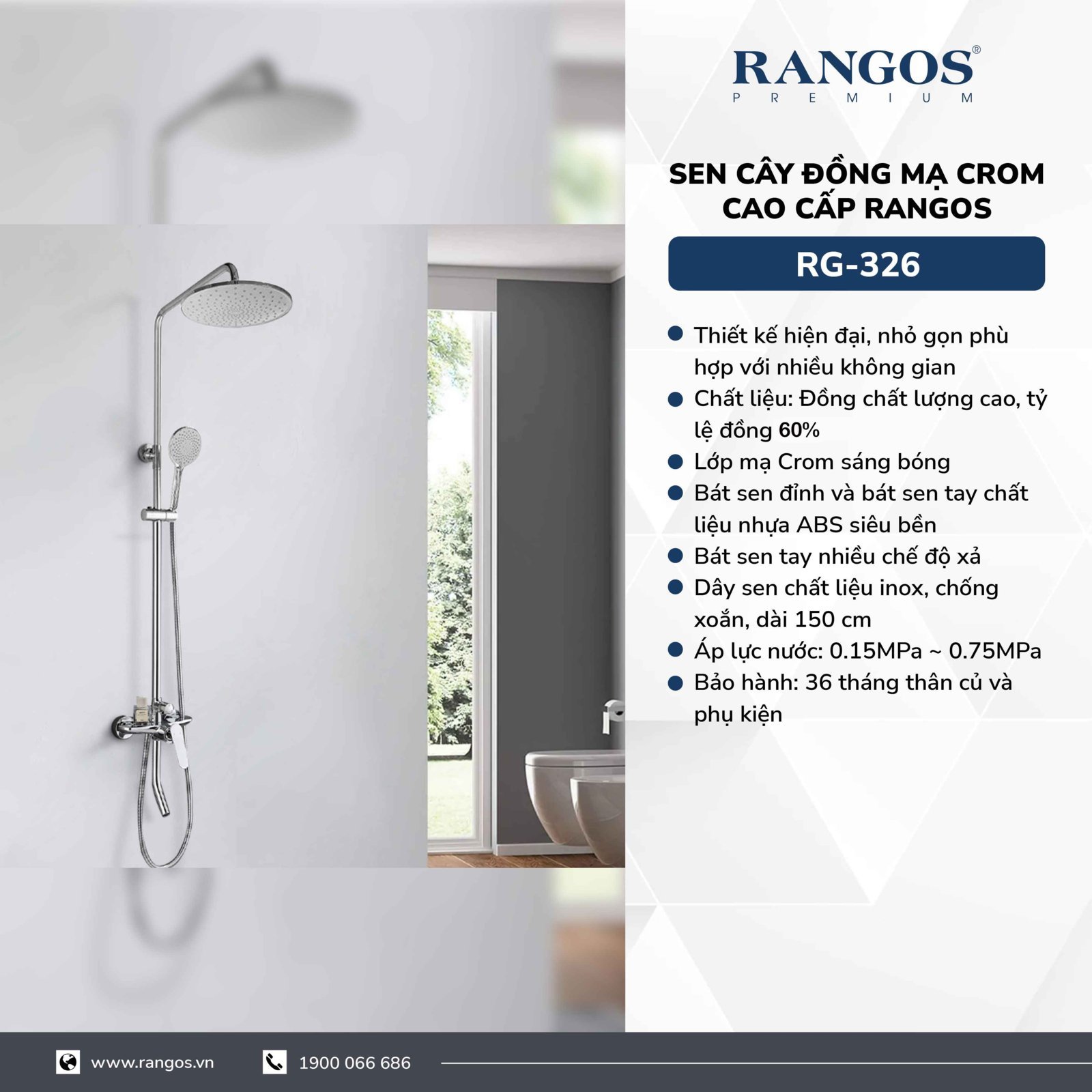 Sen cây đồng mạ crom cao cấp Rangos RG-326