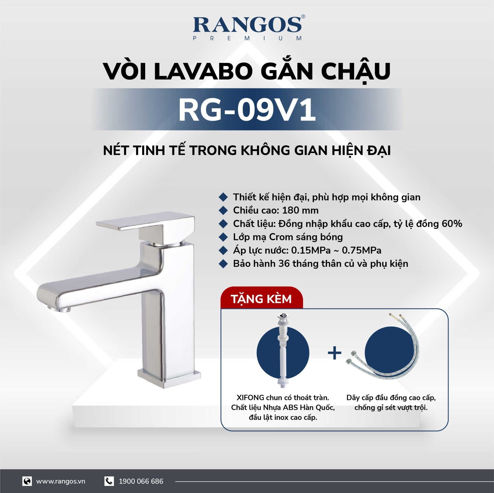 Bộ vòi lavabo gắn chậu Rangos RG-09V1