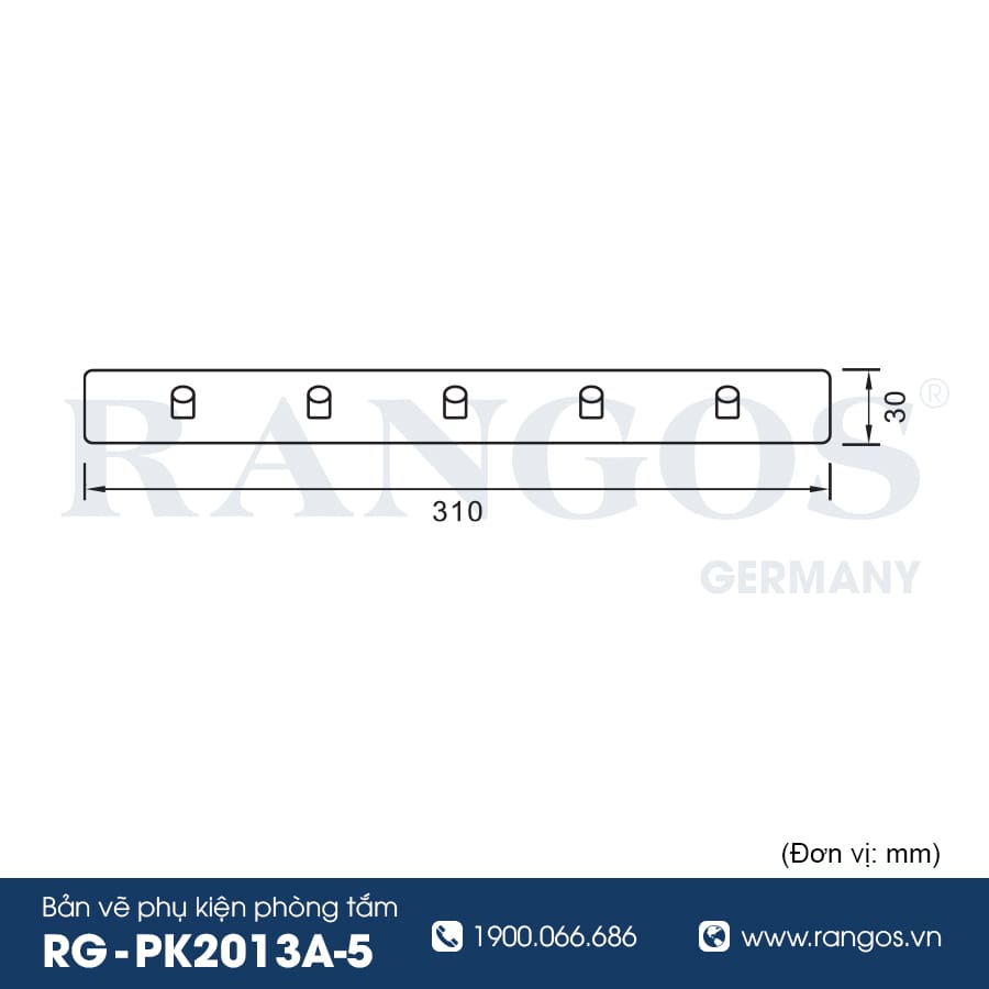 Móc khăn 5 chấu cao cấp RANGOS RG-PK2013A-5