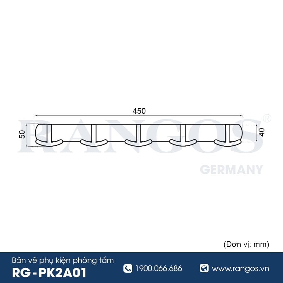 Móc khăn 5 chấu cao cấp RANGOS RG-PK2A01