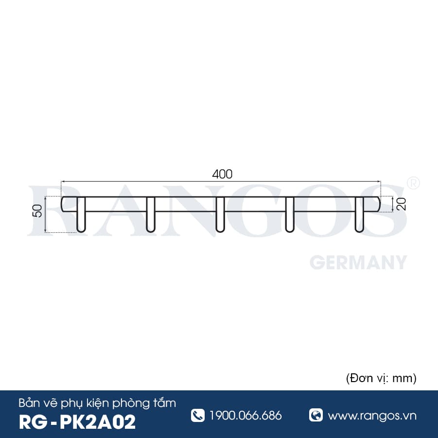 Móc khăn 5 chấu cao cấp RANGOS RG-PK2A02