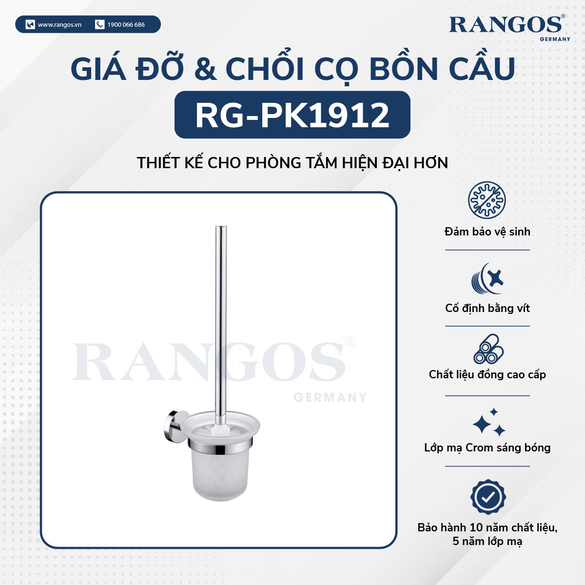 Giá đỡ và chổi cọ bồn cầu RANGOS RG-PK1912
