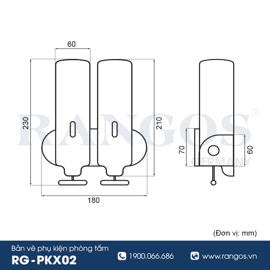 Hộp đựng xà phòng rửa tay đôi RANGOS RG-PKX02