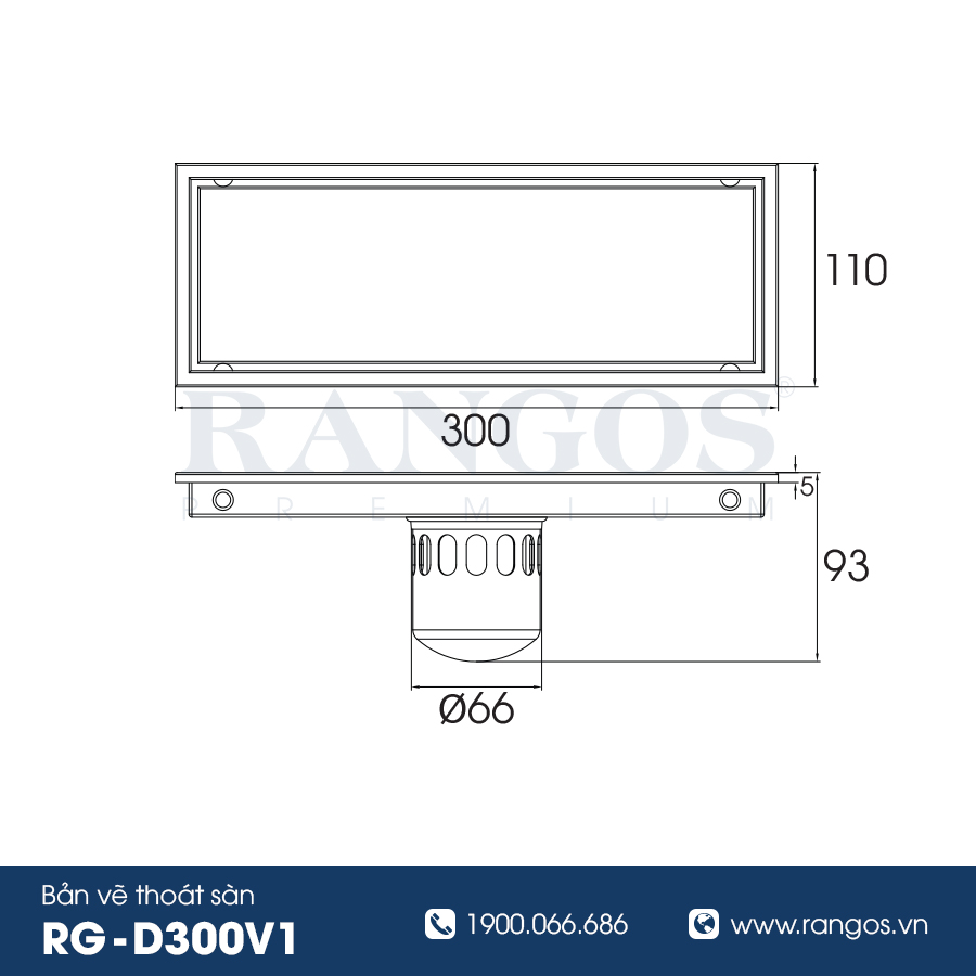 Thoát sàn nhà tắm cao cấp INOX 304 RG-D300V1