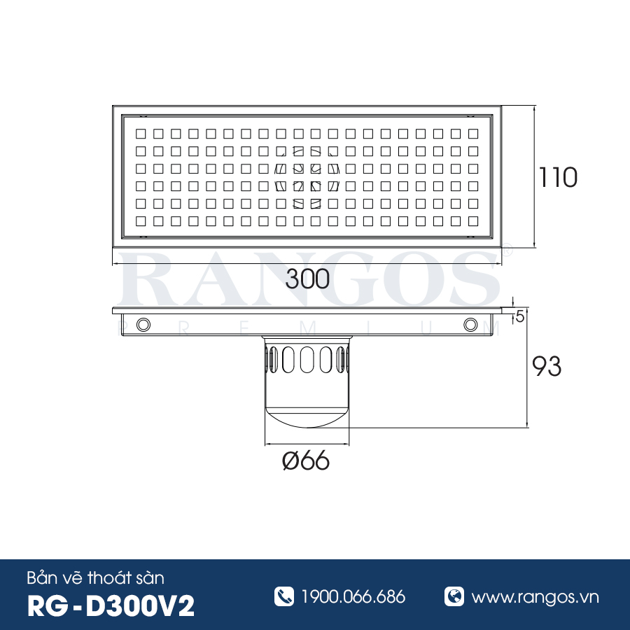 Thoát sàn nhà tắm cao cấp INOX 304 RG-D300V2