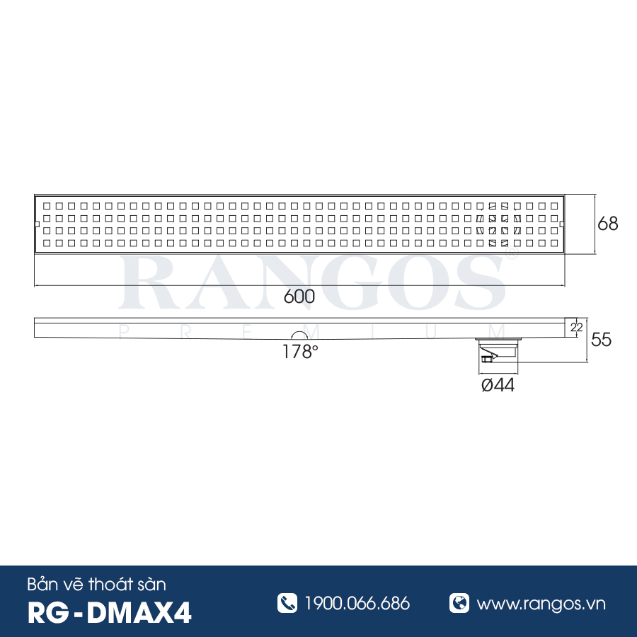 Thoát sàn nhà tắm cao cấp INOX 304 RG-DMAX4