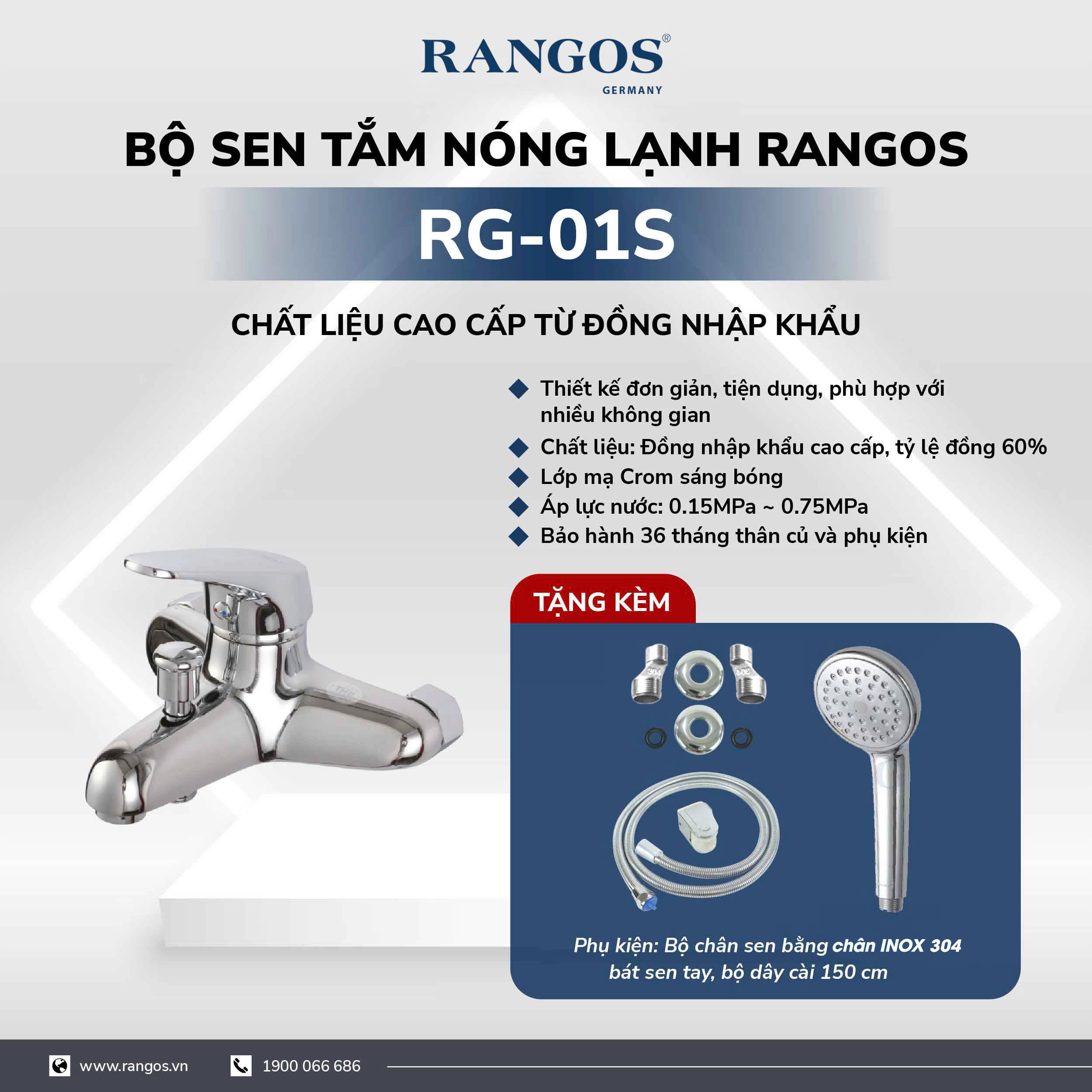 Bộ sen tắm nóng lạnh Rangos RG-01S