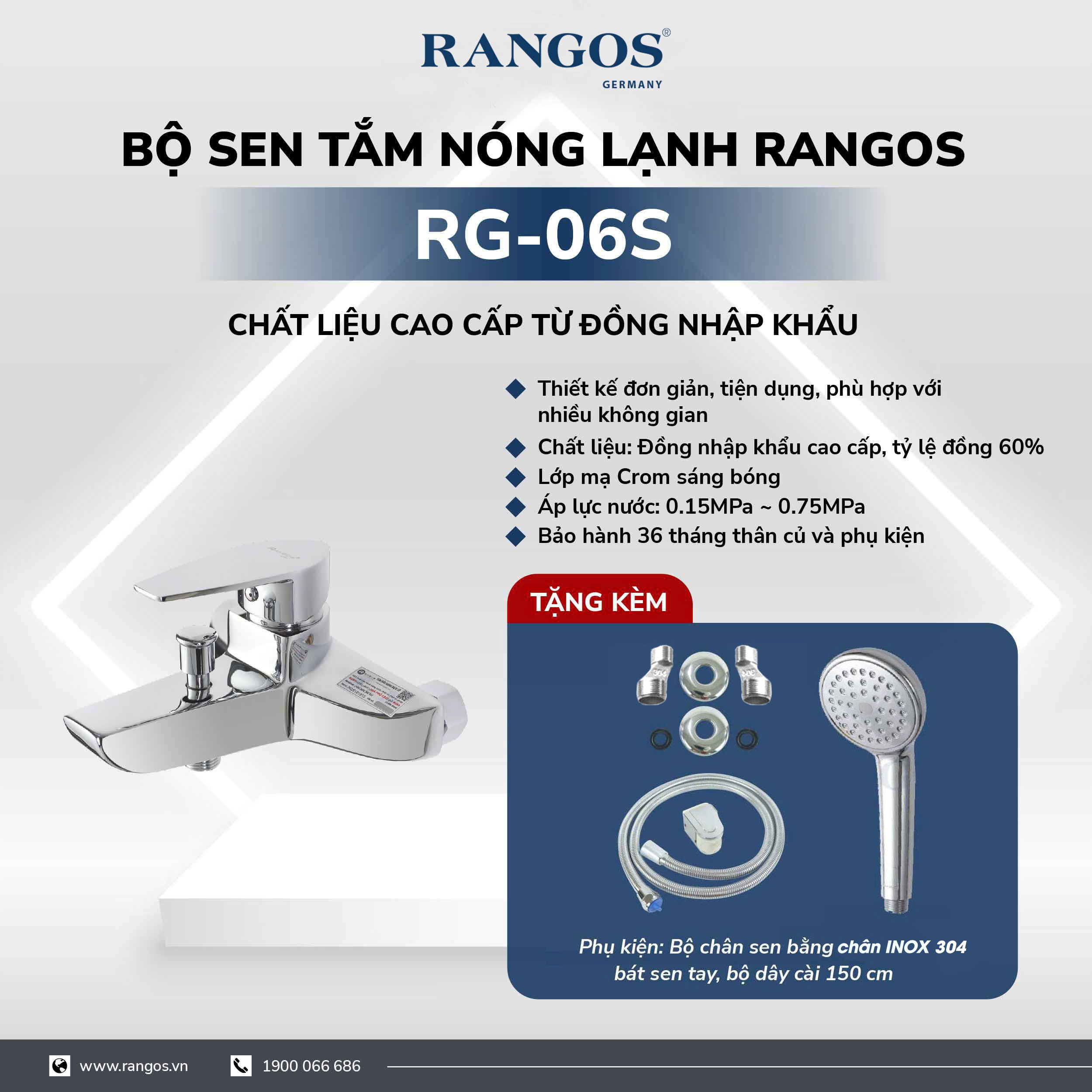 Bộ sen tắm nóng lạnh Rangos RG-06S