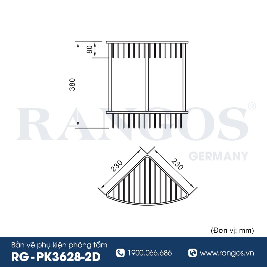 Kệ góc tam giác 2 tầng RANGOS RG-PK3628-2D