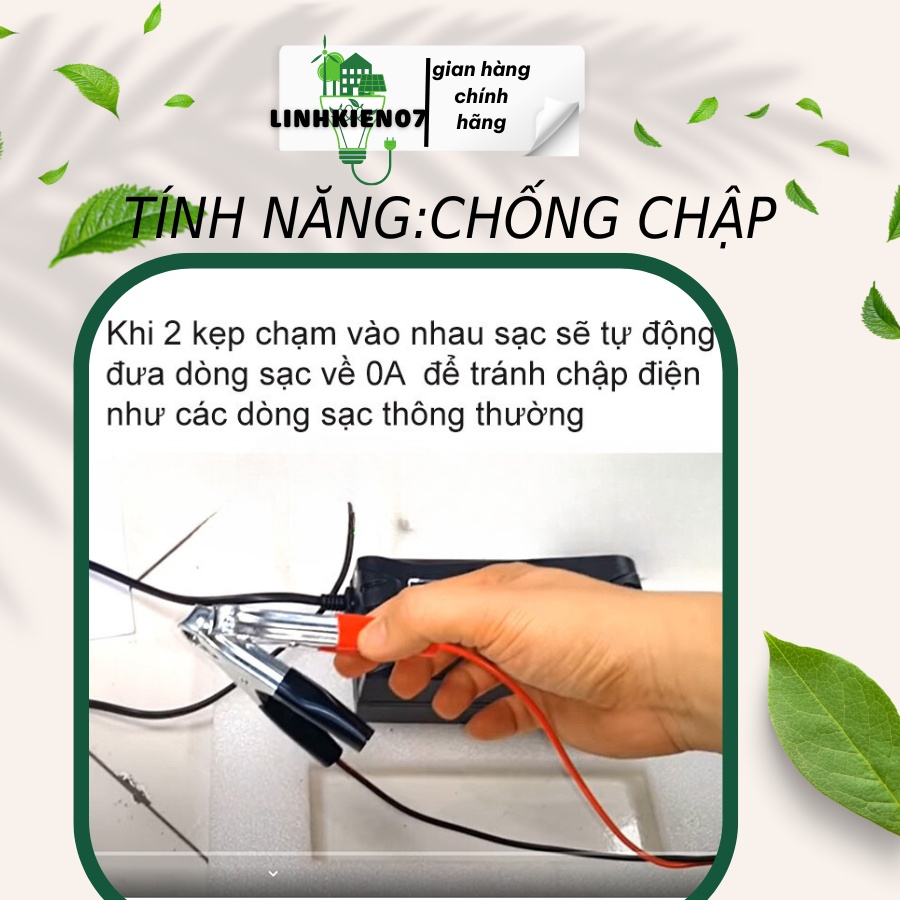 Sạc bình ắc quy 12V pin SUODER-SON 1206D tự ngắt khi đầy tránh khử Sunfat bảo vệ bình, chống chập chống ngượccực