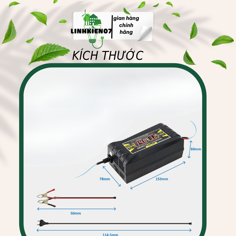 Sạc bình ắc quy 12V pin SUODER-SON 1206D tự ngắt khi đầy tránh khử Sunfat bảo vệ bình, chống chập chống ngượccực