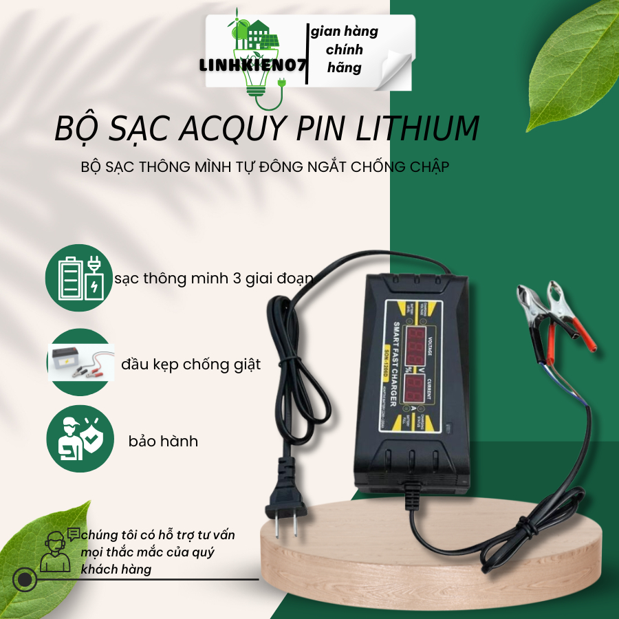 Sạc bình ắc quy 12V pin SUODER-SON 1206D tự ngắt khi đầy tránh khử Sunfat bảo vệ bình, chống chập chống ngượccực