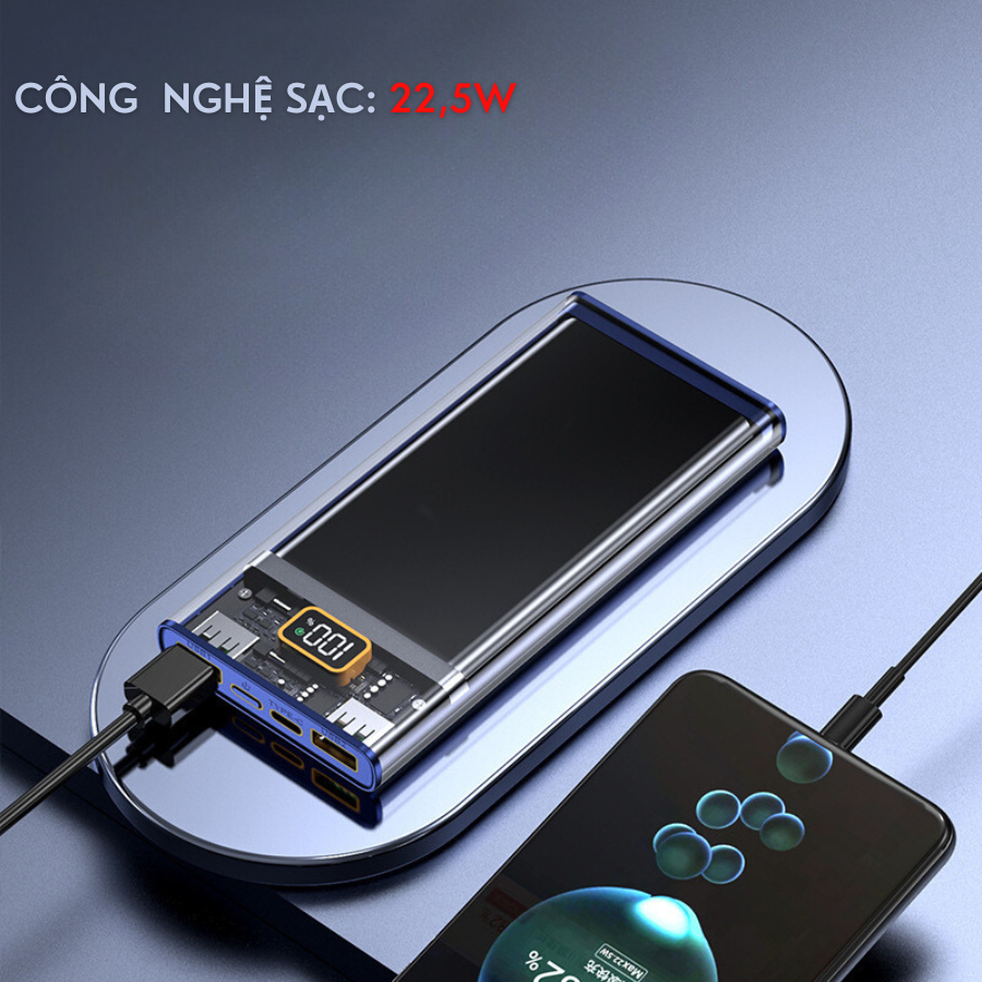 Sạc Dự Phòng 10000mAh sạc nhanh Qc3.0 20W + PD22.5W Thích Hợp Màn led hiển thị % pin