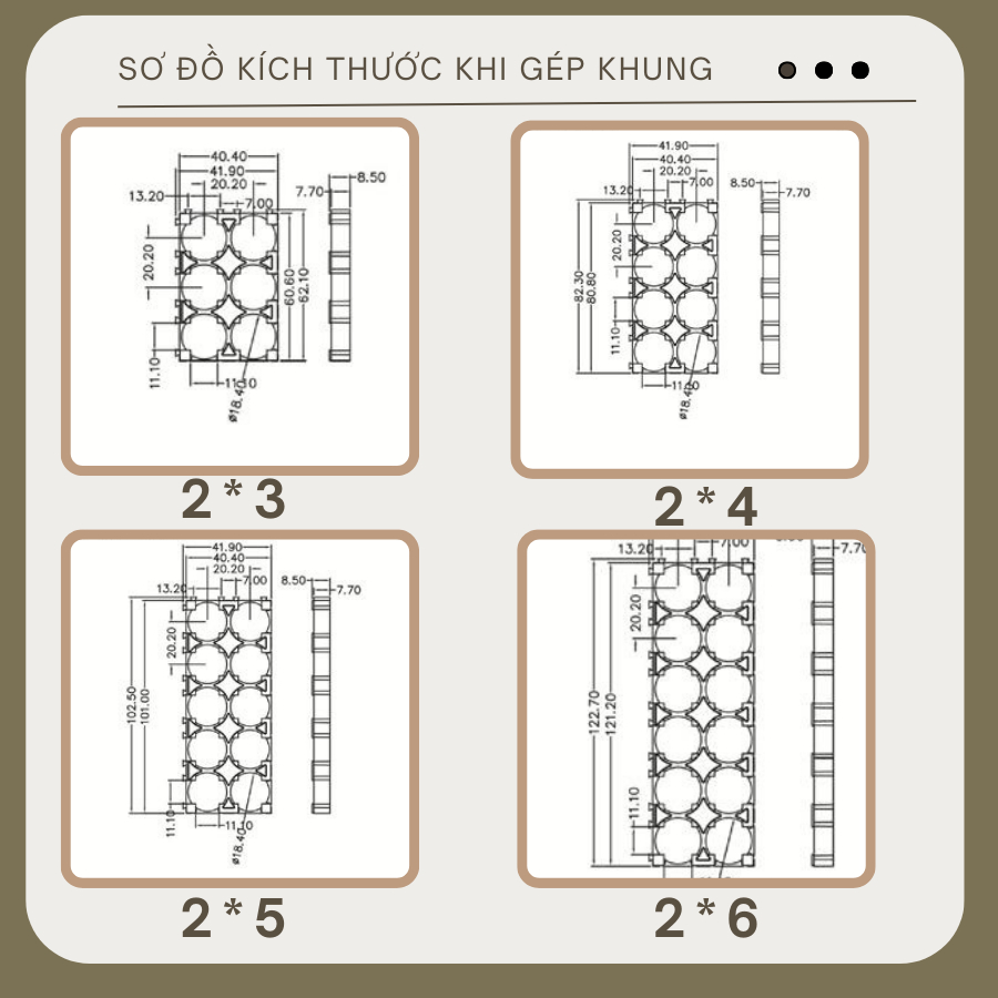 Khung giữ pin, cổ địnnh pin 18650 nhựa ABS chống chảy khi nhiệt độ cao dễ dàng ghép khối nhựa cứng hàng loại 1