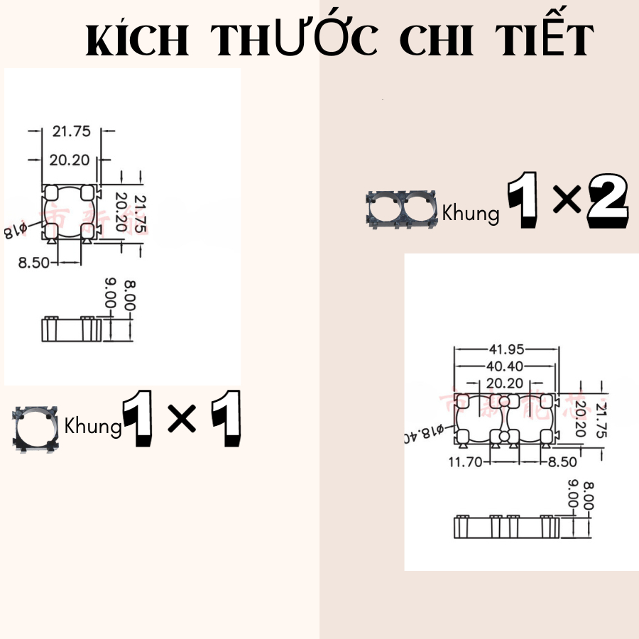 Khung giữ pin, cổ địnnh pin 18650 nhựa ABS chống chảy khi nhiệt độ cao dễ dàng ghép khối nhựa cứng hàng loại 1