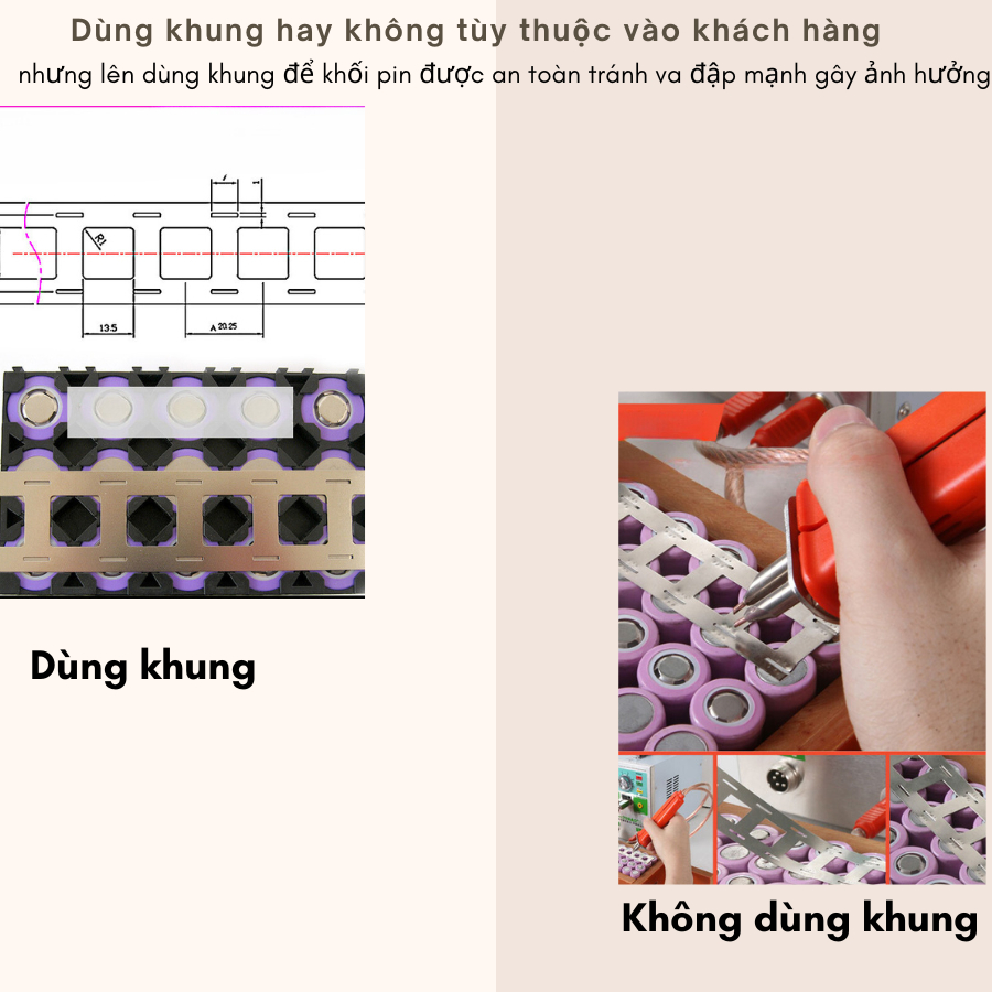 Khung giữ pin, cổ địnnh pin 18650 nhựa ABS chống chảy khi nhiệt độ cao dễ dàng ghép khối nhựa cứng hàng loại 1