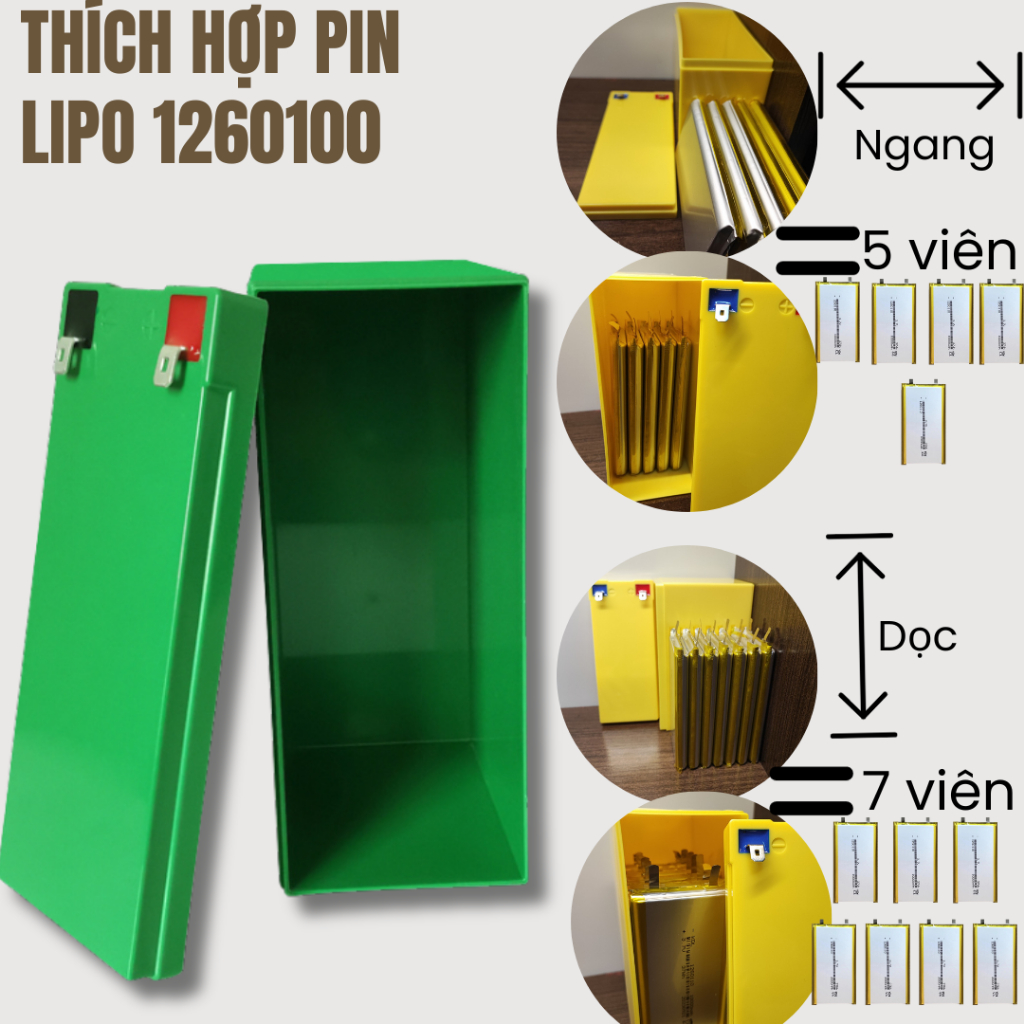 Vỏ hộp ắc qui dùng pin cell 18650,32650,Lipo, thay thế bình 12V 24V 36V, bỏ vỏ hộp bình acqui nhựa ABS