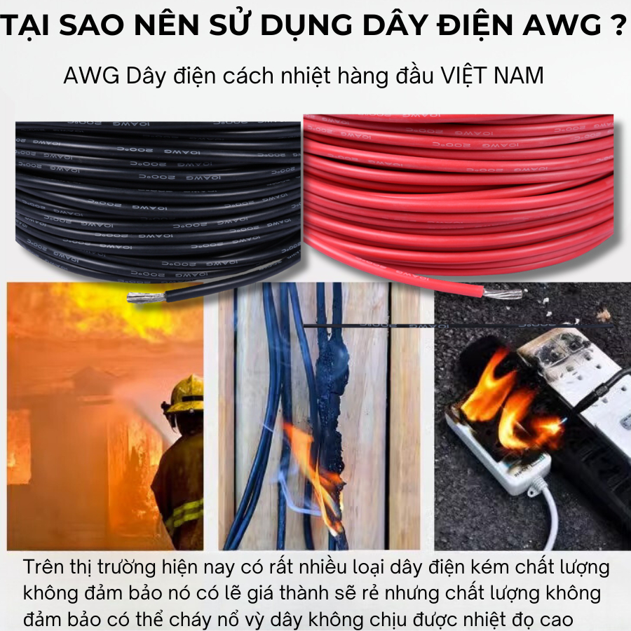 Dây điện AWG Silicone chống cháy chịu nhiệt cao chịu tải cao chuyên dùng câu bình acquy đóng Pin lipofe,pin xe điện