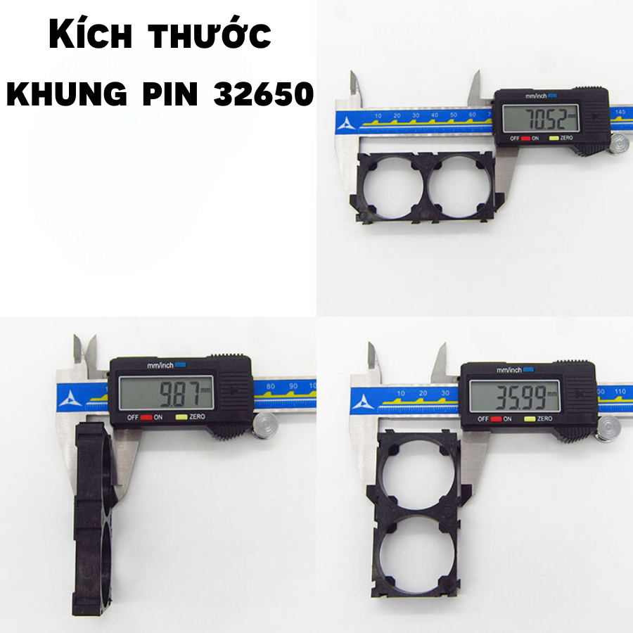 Khung giữ pin 32650,32700,32900...vv đế giữ pin Bracket 2P_Nhựa đen cao cấp