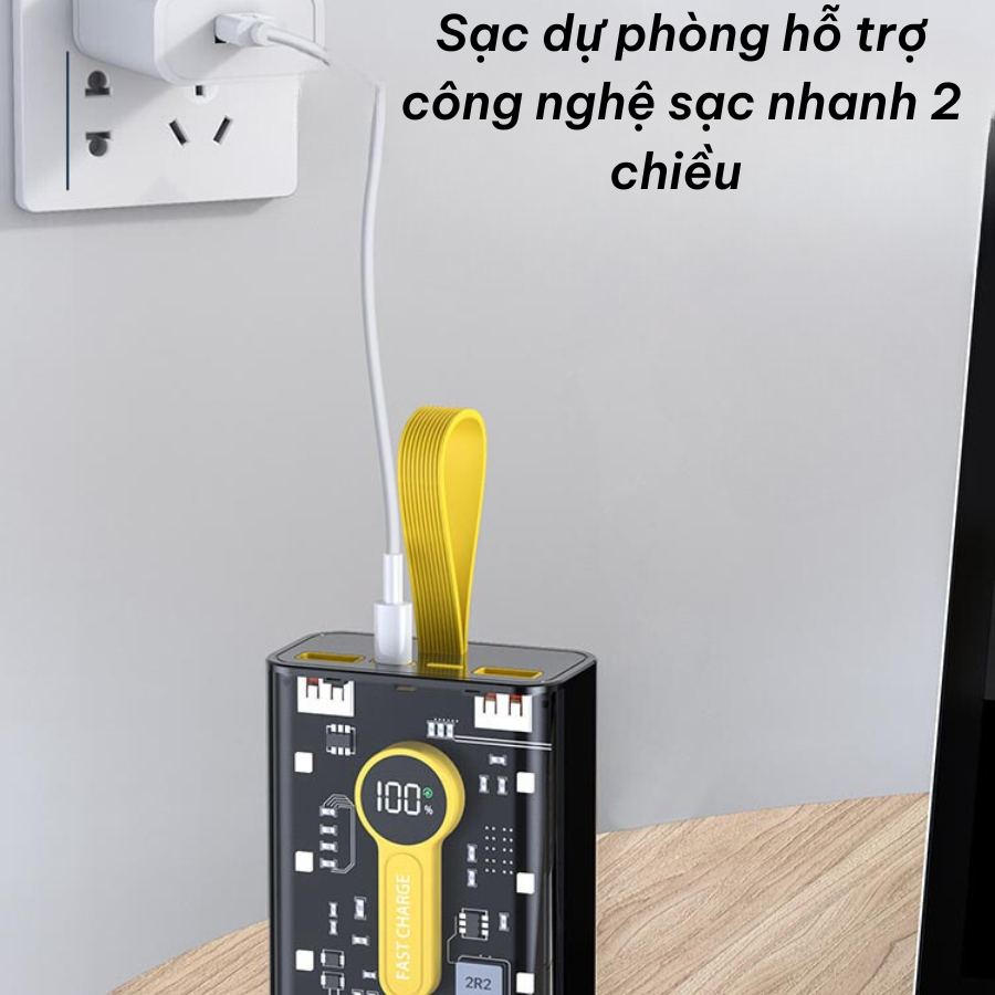 Sạc Dự Phòng 10000mAh-20000mAh-120W Sạc Siêu nhanh Với nhều Cổng Sạc Nhanh Thiết Kế trong suốt dùng bộ vi mạch thế hệ120