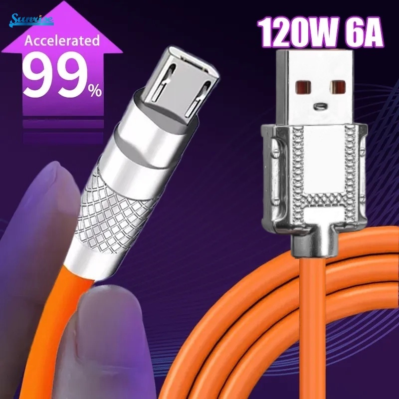 Dây Cáp Sạc Usb Micro Usb Siêu Nhanh MODU 120W 6A Bằng Silicon Dành Cho Android (Màu Ngẫu Nhiên)