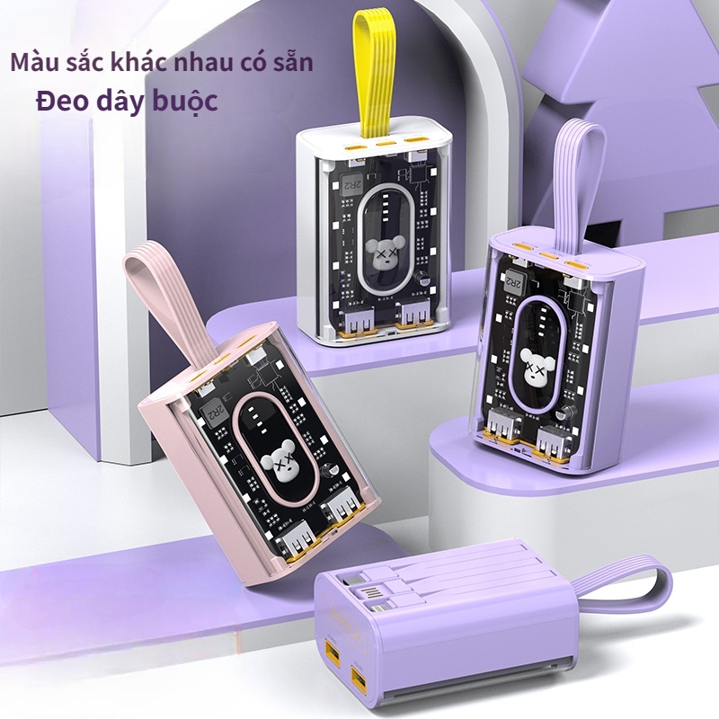 Sạc dự phòng 20000mAh Gutek YM694 dung lượng lớn trong suốt tích hợp dây sạc nhanh 2.1A cho nhiều thiết bị