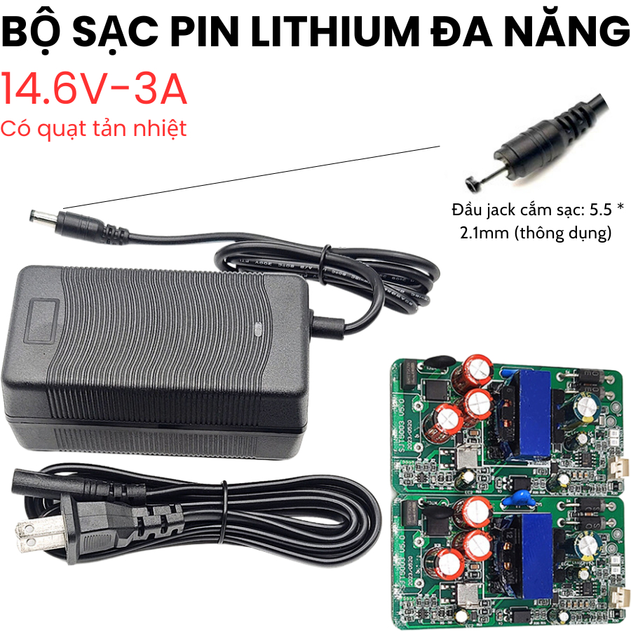 Sạc Pin Lion 14.6V-3A Model: SJT-65E Có Quạt Tản Nhiệt Công Suất Cao LED báo đầy