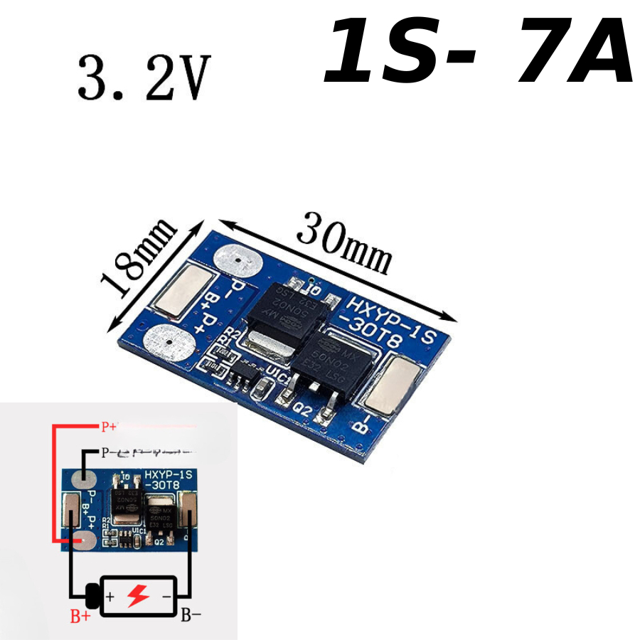 Mạch Sạc xả bảo vệ Pin 3,2V 32650 Lifepo4 Mạch BMS 1S 3.2V/7A/10A/15A/22A cho đèn năng lượng mặt trời chống đoản mạch