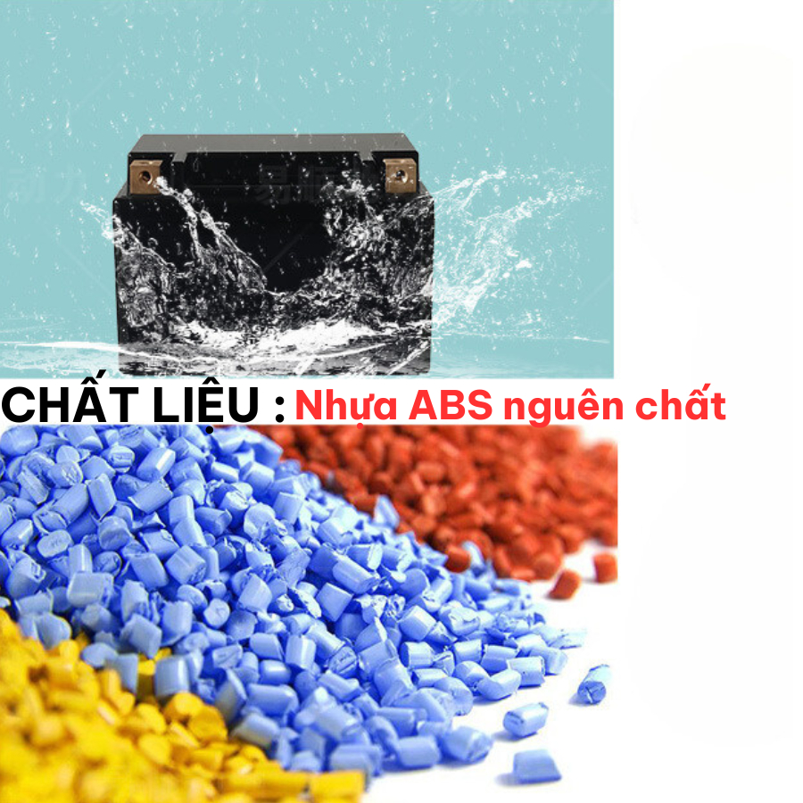 Bộ vỏ chế acquy xe máy phù hợp tất cả các loại xe YT4 , YT5 ,YT6, YT7 cọc đồng đặc nguyên khối - Nhựa ABS chống cháy