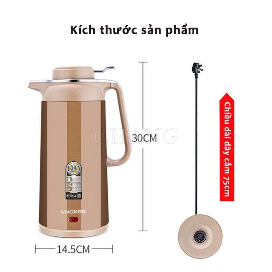 Ấm Siêu Tốc GUGKOO 3L 2 Lớp Chất Lượng Cao Cấp - Ấm Đun Nước Kèm Bình Giữ Nhiệt Không Gỉ Sôi Nhanh