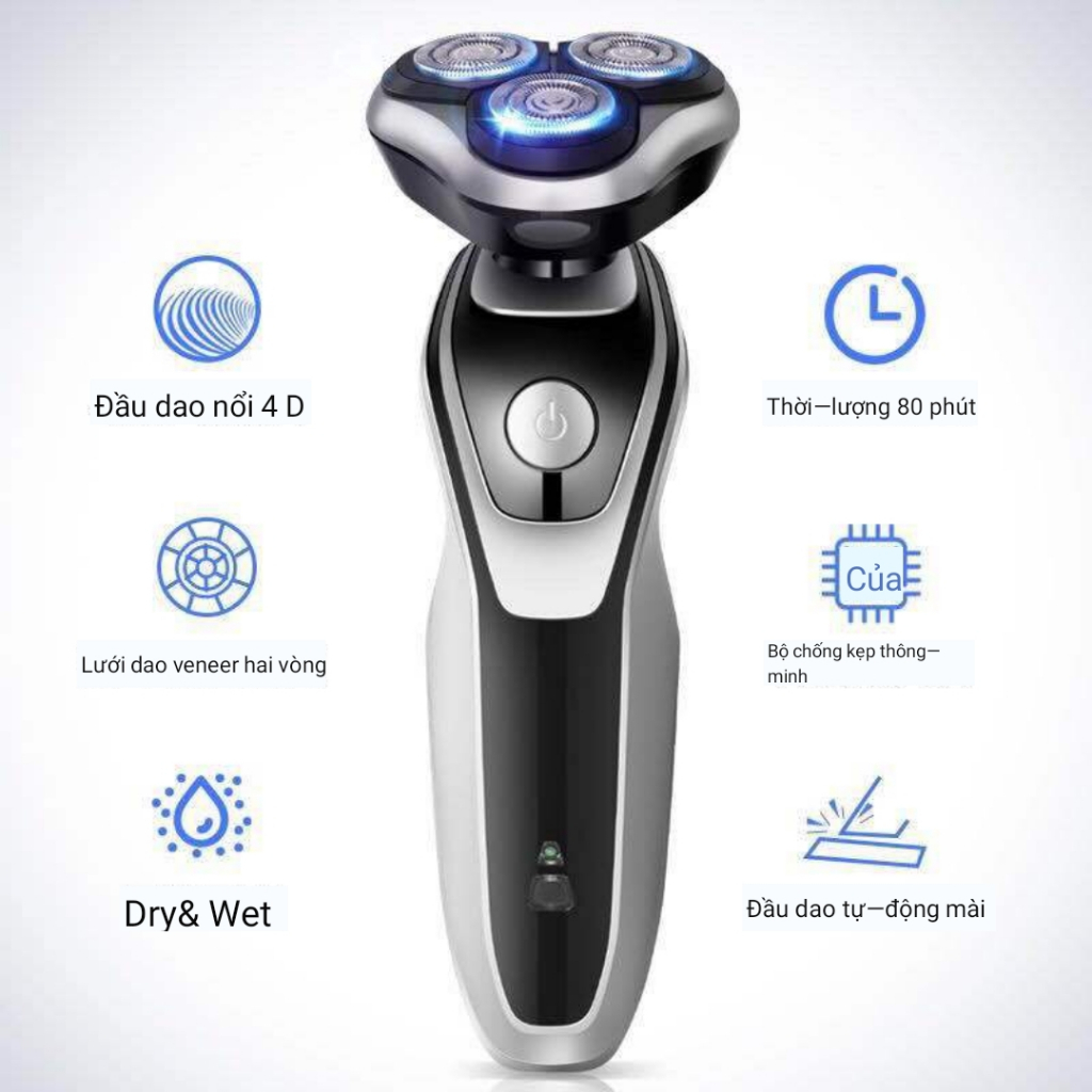 Máy cạo râu SHAVER SK 1588 đa năng 3 lưỡi kép tự mài sắc, cạo sát sạch êm