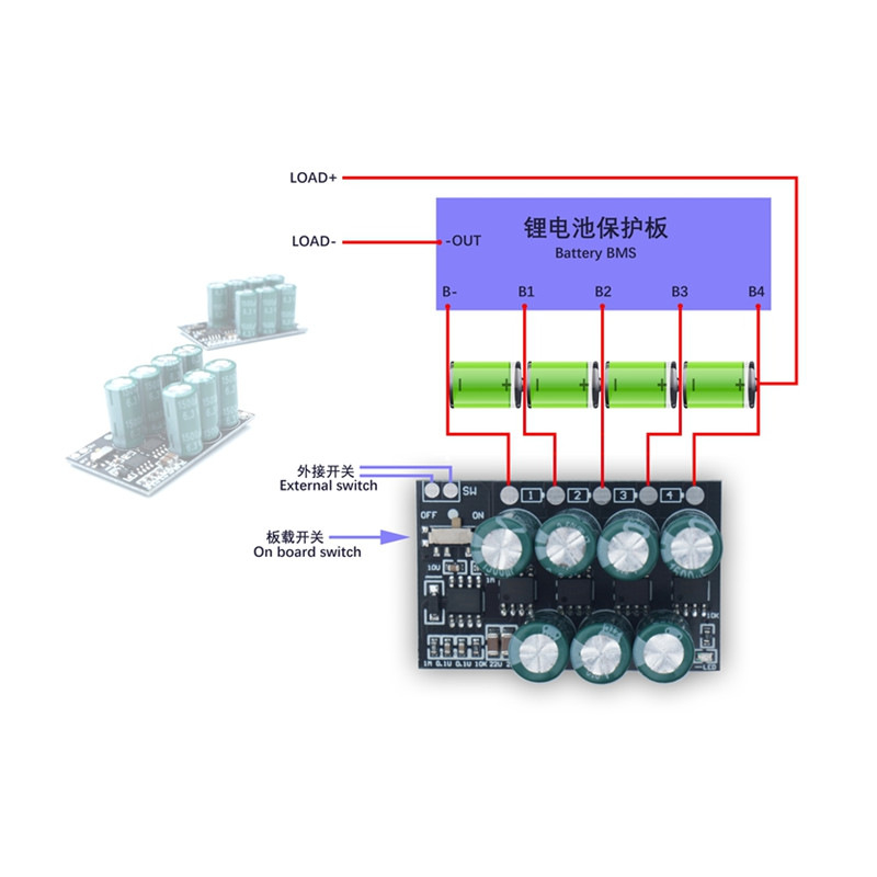 Tụ điện cân bằng chủ động năng lượng pin Lipo4 Mô Đun Cân Bằng Lithium 3S / 4S / 6S /7S Chuyên Dụng