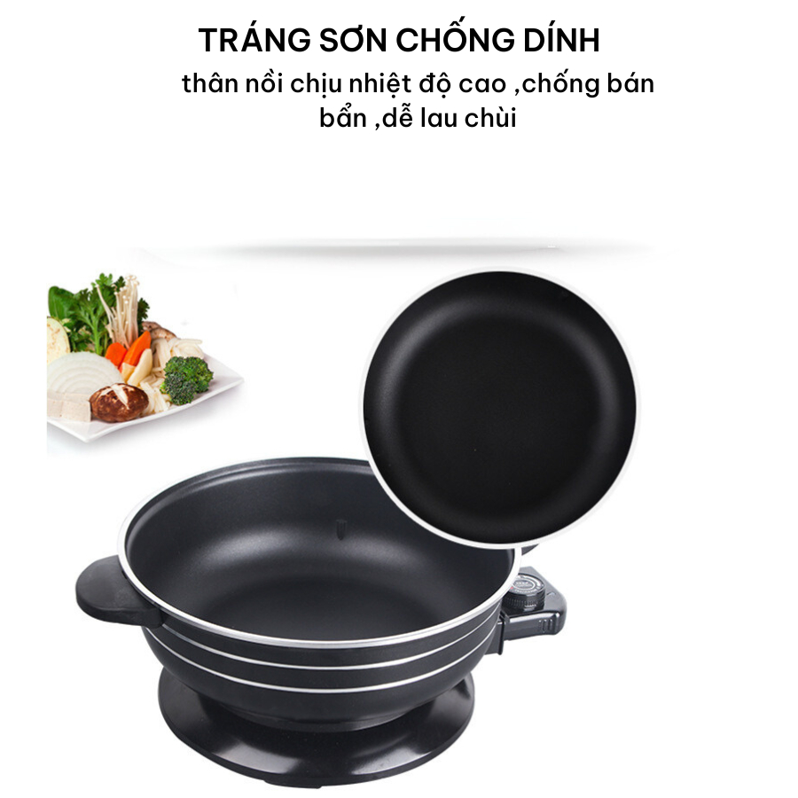 Bếp Lẩu điện đa năng -Công nghệ chống dính cao cấp hợp kim -Nấu Lẩu,Lấu Canh đa năng chịu nhiệt tốt