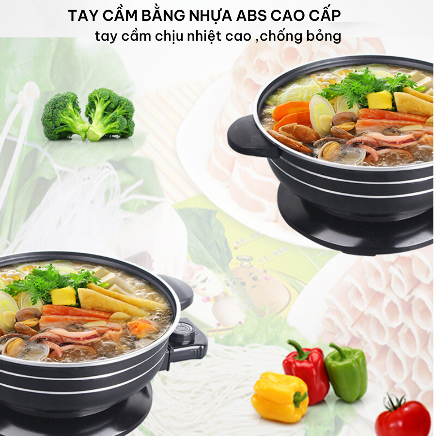 Bếp Lẩu điện đa năng -Công nghệ chống dính cao cấp hợp kim -Nấu Lẩu,Lấu Canh đa năng chịu nhiệt tốt