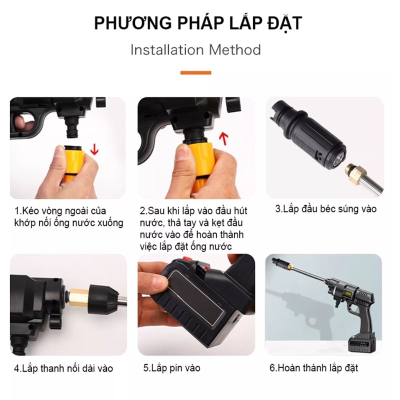 Máy rửa xe cầm tay không dây mini,máy xịt rửa xe caoo áp dùng pin áp lực cao dùng cho ô tô xe máy xa đạp tưới cây rửa điề