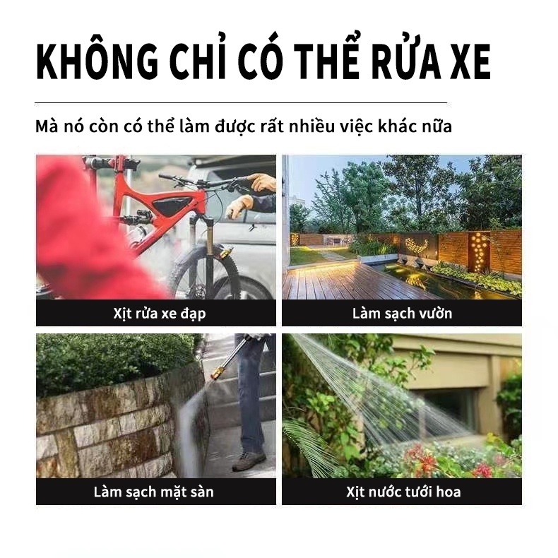 Máy rửa xe cầm tay không dây mini,máy xịt rửa xe caoo áp dùng pin áp lực cao dùng cho ô tô xe máy xa đạp tưới cây rửa điề